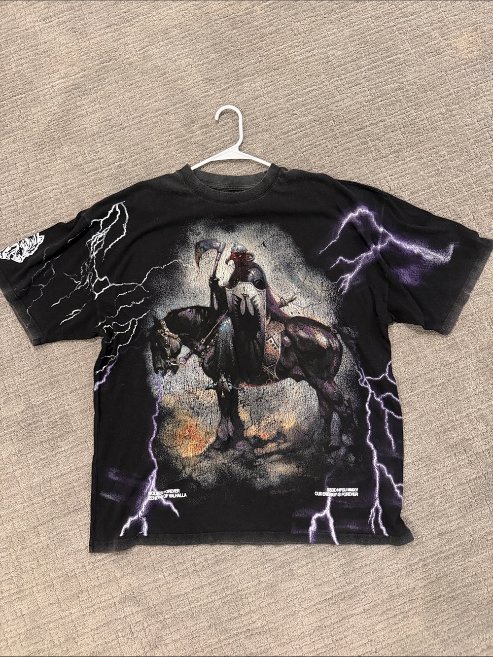 Darc Sport Black Tee with Purple Lightning and Knight Graphic